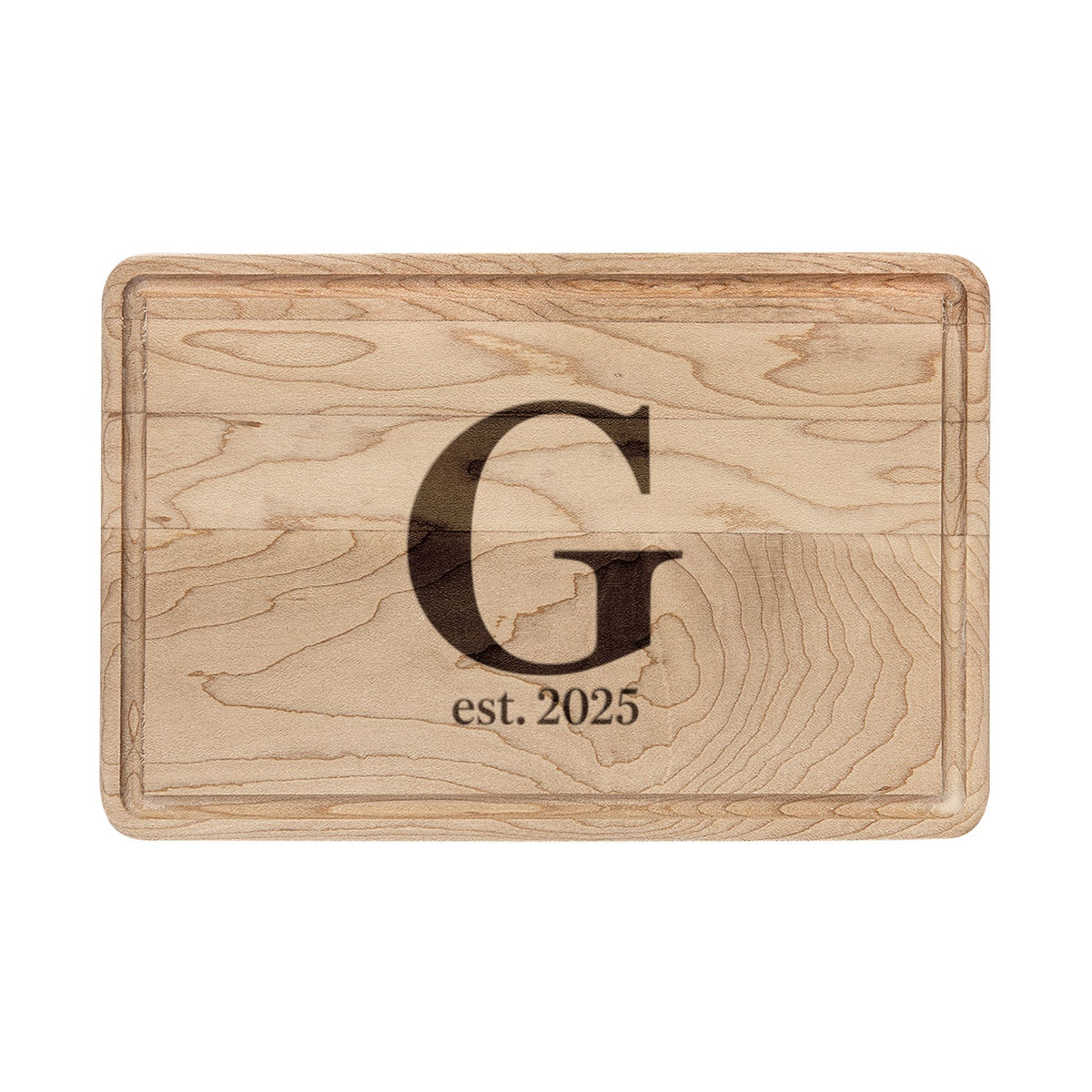 Monogram Engraved Cutting Board — Personalized ‘G’ with Est. Year